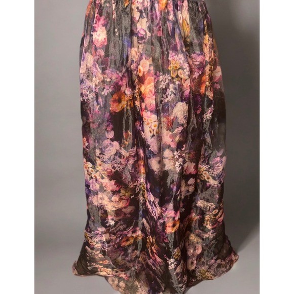 Aiden Mattox Gown Black Sleeveless Bodice Printed Organza Maxi Dress size 6 - Picture 3 of 8